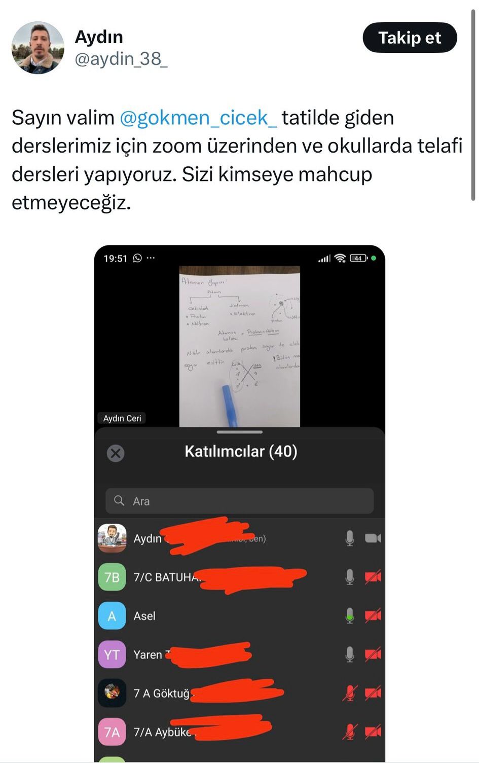 AYDıN ÖĞRETMEN VALİ ÇİÇEK’E SESLENDİ: SİZİ KİMSEYE MAHÇUP ETMEYECEĞİZ