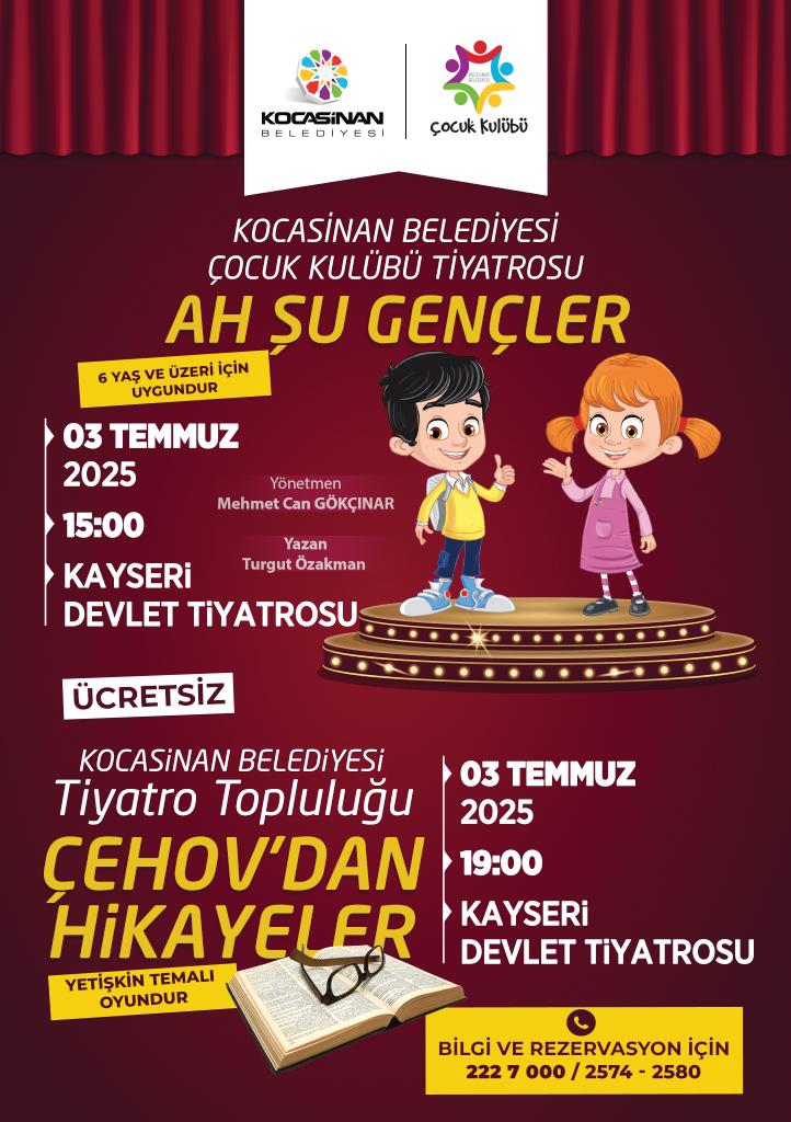 Kocasinan Belediyesi’nden iki ayrı tiyatro gösterisi