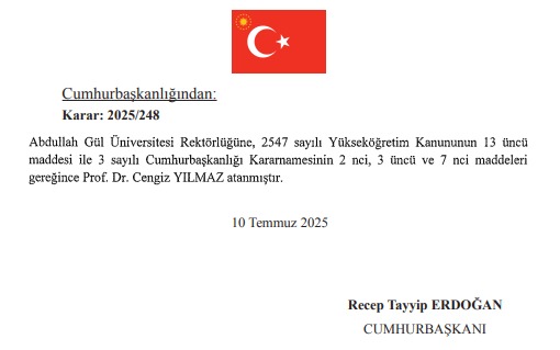 Prof. Dr. Cengiz Yılmaz yeniden AGÜ Rektörü olarak atandı