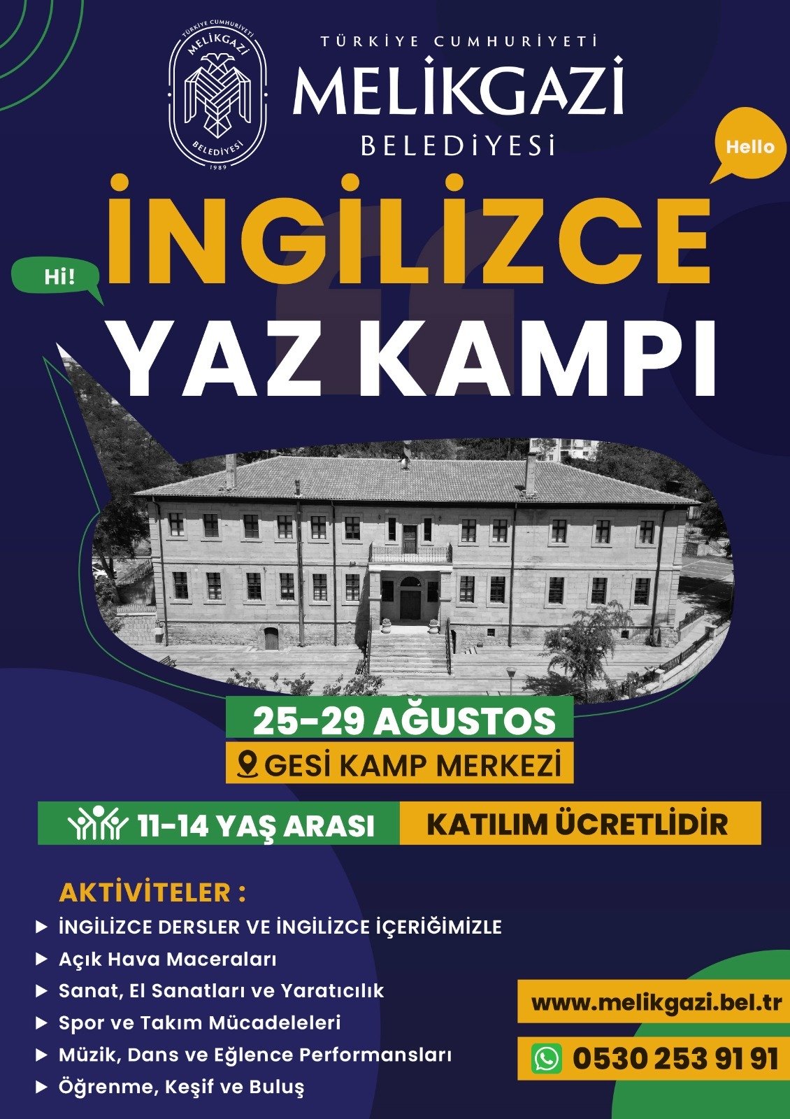 Melikgazi’de, İngilizce yaz kampı başlıyor