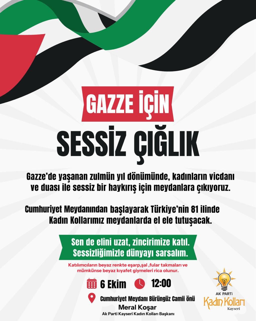 81 ilde Gazze için Sessiz Çığlık eylemi yapılacak