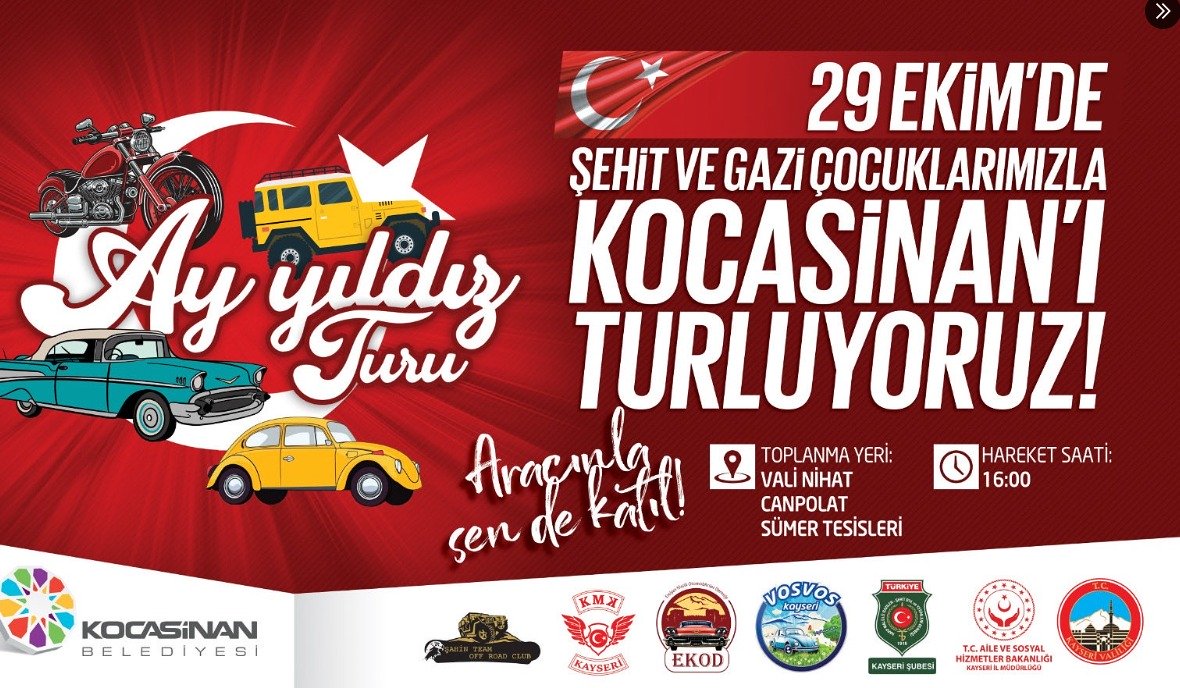 Kocasinan’da 29 Ekim Coşkusu: Şehit ve Gazi çocuklarıyla “Ay Yıldız Turu” düzenlenecek