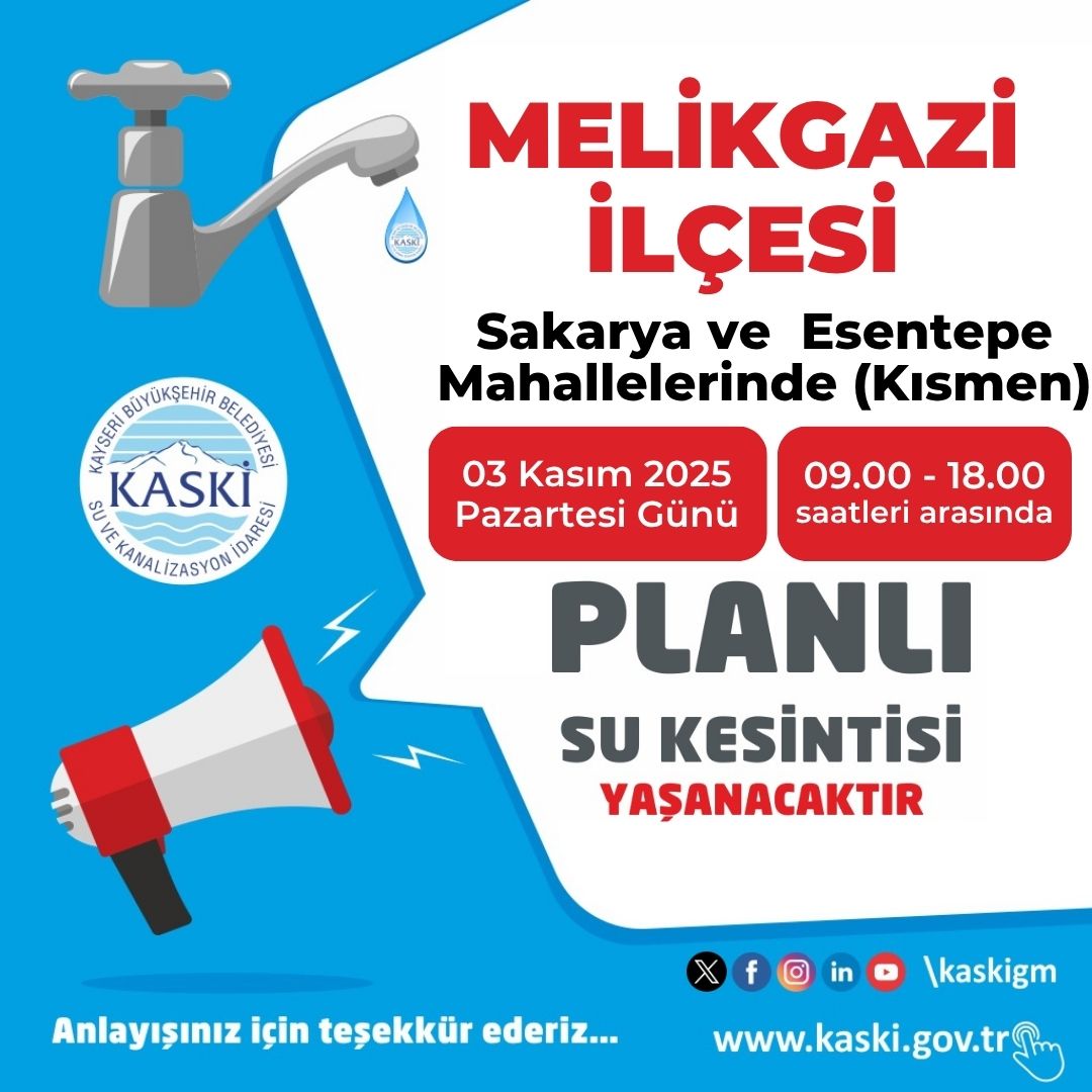 Sakarya ve Esentepe Mahallelerinde planlı su kesintisi yapılacak