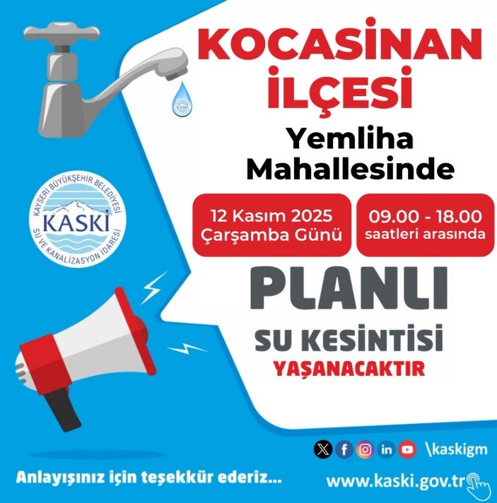 Yemliha Mahallesi’nde planlı su kesintisi uyarısı