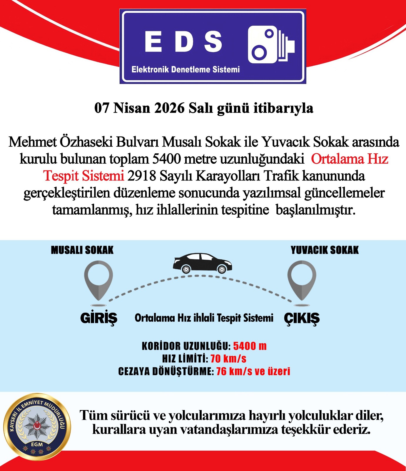 Mehmet Özhaseki Bulvarı üzerindeki 5,4 kilometrelik EDS hattı aktif hale getirildi