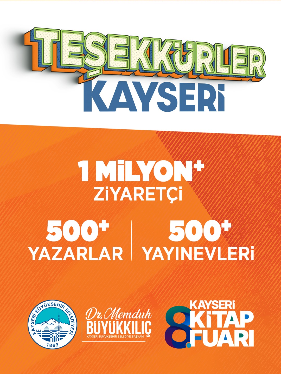 Kayseri Kitap Fuarı 1 milyona yakın kitapseveri ağırladı